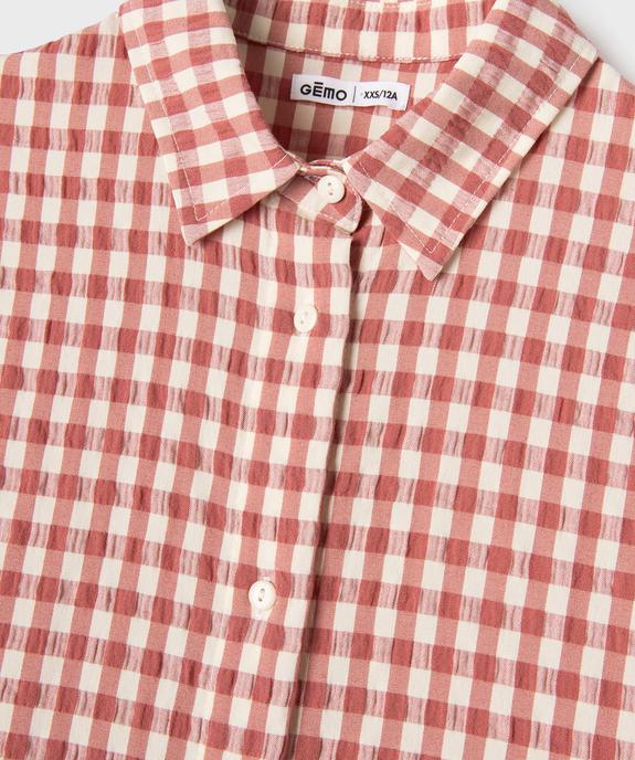 Chemise manches courtes à carreaux fille vue2 - GEMO (JUNIOR) - GEMO