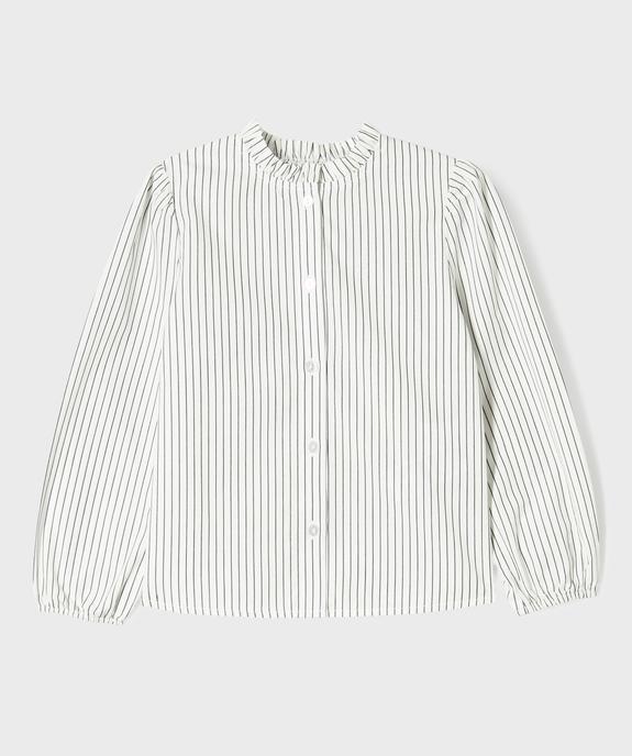 Chemise rayée avec col froncé fille vue1 - GEMO (ENFANT) - GEMO
