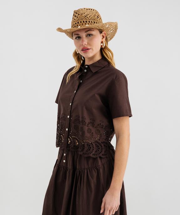 Chemise manches courtes en coton ajouré femme vue1 - GEMO(FEMME PAP) - GEMO