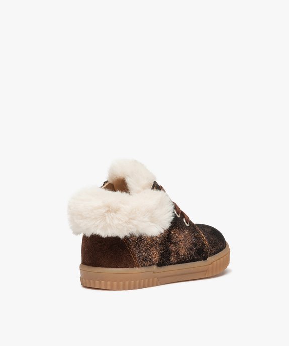Baskets bébé fille mid-cut en cuir métallisé et col fourré – NA! vue4 - NA! - GEMO