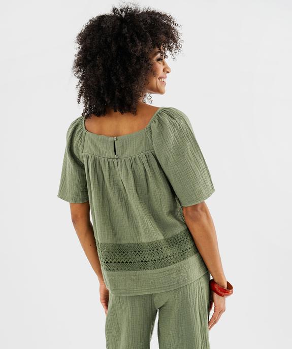 Blouse en gaze de coton avec détails brodés femme vue3 - GEMO(FEMME PAP) - GEMO