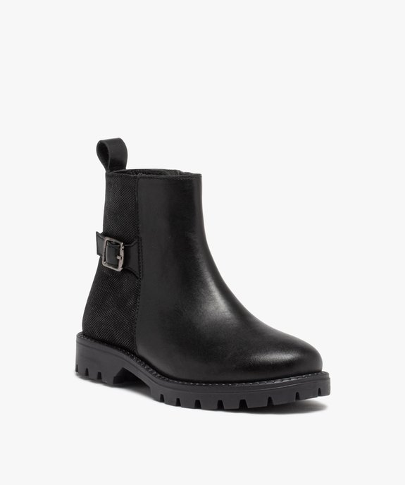 Boots en cuir à semelle crantée et bride fille vue2 - GEMO (ENFANT) - GEMO