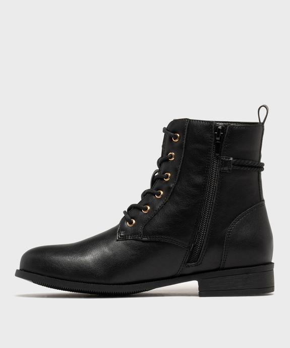 Boots femme à talon plat avec cordelette tressée et nouée embouts dorés vue10 - GEMO (CASUAL) - GEMO