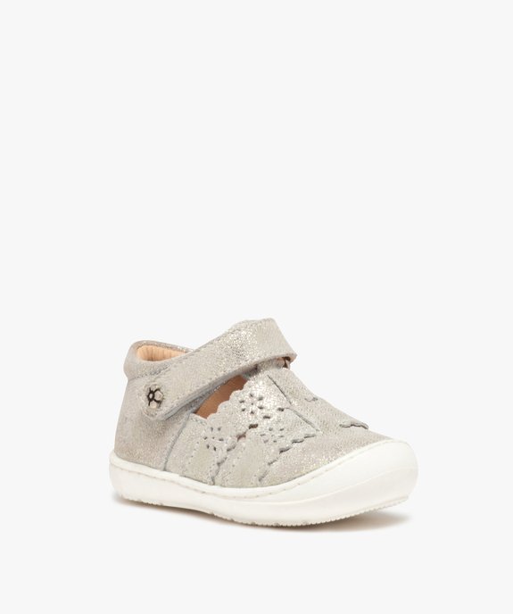 Babies premiers pas bébé fille en cuir effet toile – NA! vue2 - NA! - GEMO