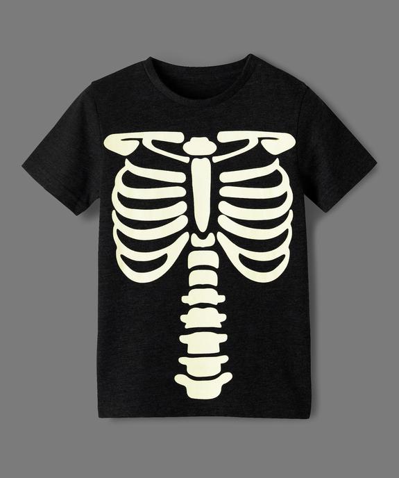 Tee-shirt garçon à manches courtes motif squelette phosphorescent vue2 - GEMO (ENFANT) - GEMO