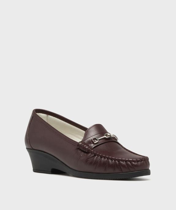 Mocassins confort dessus cuir et talon compensé femme vue2 - G'FLEX - GEMO