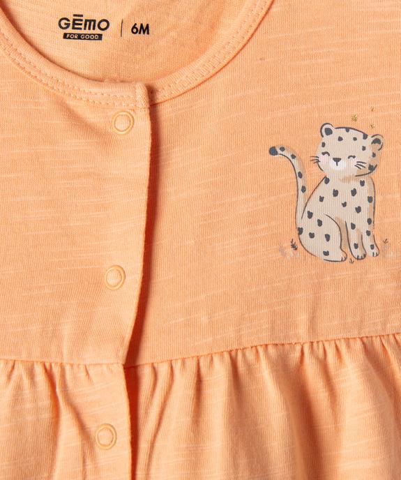 Combinaisons courtes en coton à motifs félins bébé fille (lot de 2) vue2 - GEMO 4G BEBE - GEMO