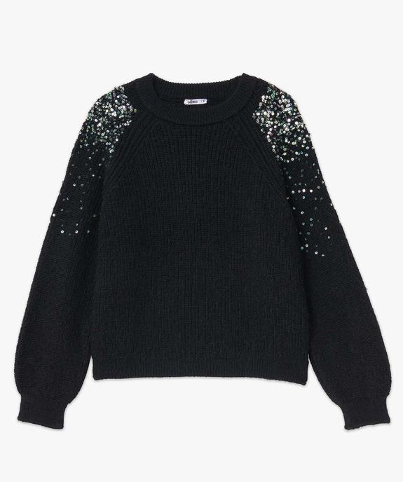 Pull femme coupe courte avec sequins brodés sur les épaules vue4 - GEMO(FEMME PAP) - GEMO