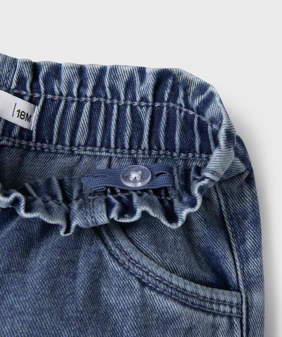 Jean délavé avec ceinture élastique bébé fille vue2 - GEMO(BEBE DEBT) - GEMO