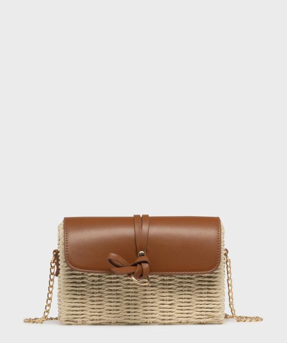 Sac besace compact en paille à bandoulière chaîne femme vue1 - GEMO (ACCESS) - GEMO