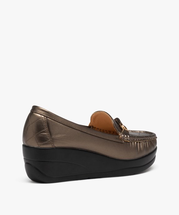 Mocassins femme confort dessus uni effet métallisé à semelle compensée vue4 - GEMO (CONFORT) - GEMO