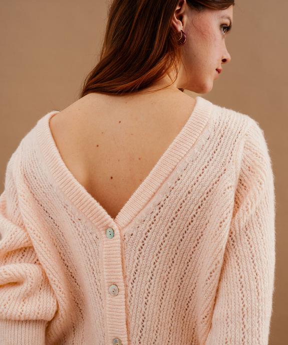 Gilet en maille ajourée à col V femme vue5 - GEMO(FEMME PAP) - GEMO