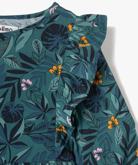 Robe fille à manches longues à motifs fleuris vue2 - GEMO (ENFANT) - GEMO