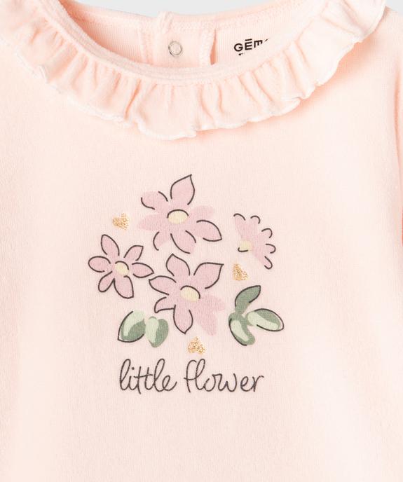Pyjama en velours 2 pièces motif fleuri bébé vue2 - GEMO 4G BEBE - GEMO
