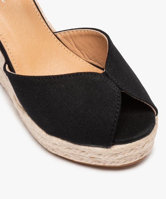 Sandales femme compensées en corde dessus satin uni vue6 - SANS MARQUE - GEMO