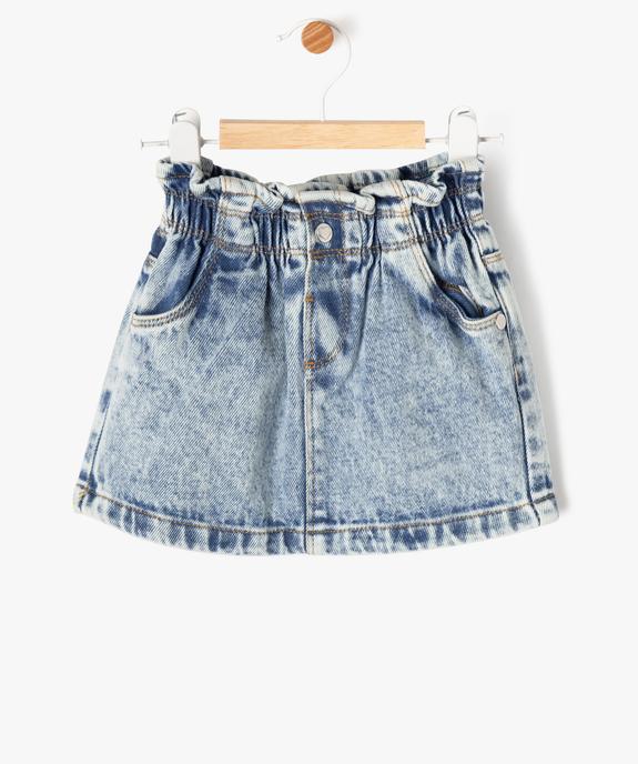 Jupe en jean délavé avec ceinture froncée bébé fille vue1 - GEMO(BEBE DEBT) - GEMO