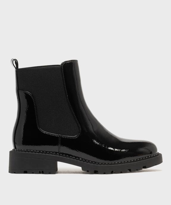 Boots femme vernies style Chelsea à semelle crantée vue9 - 5 MILES - GEMO