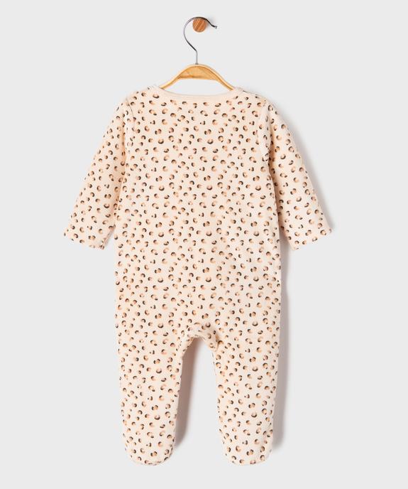 Pyjama en velours à motif léopard ouverture devant bébé fille vue4 - GEMO 4G BEBE - GEMO