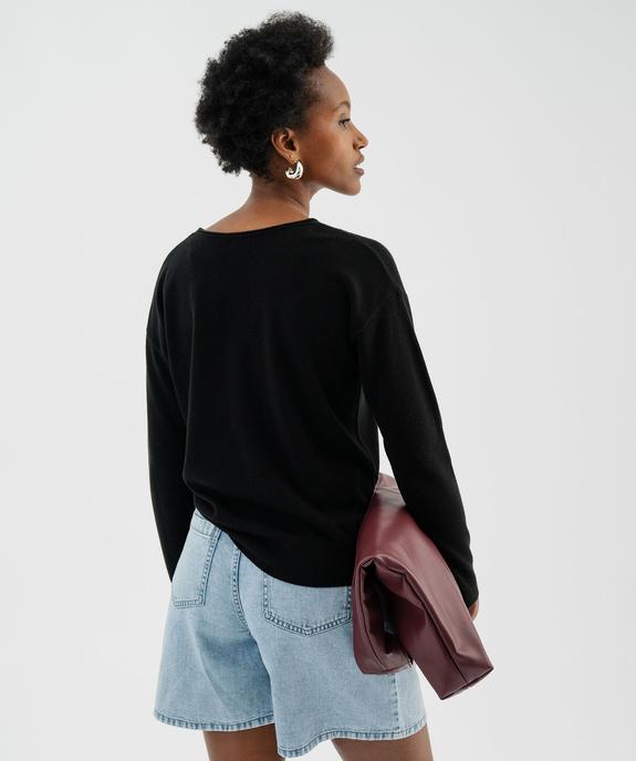 Pull en maille fine à effet plastron femme  vue3 - GEMO(FEMME PAP) - GEMO