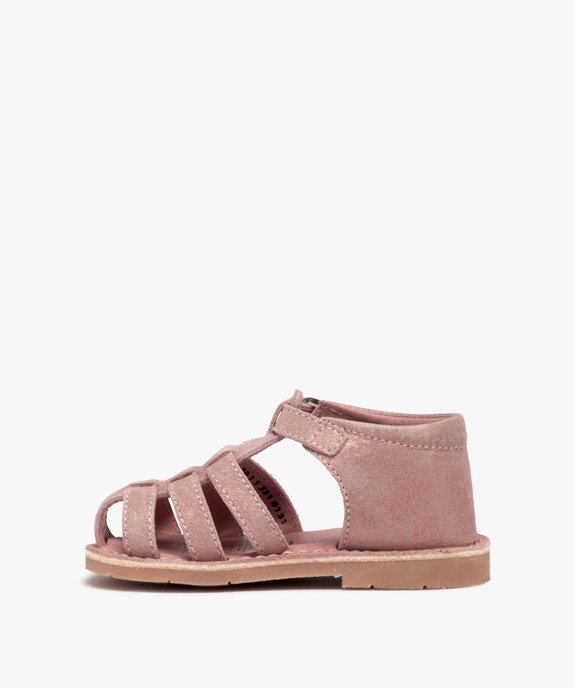 Sandales bébé fille à brides en cuir finement pailletées vue3 - GEMO(BEBE DEBT) - GEMO