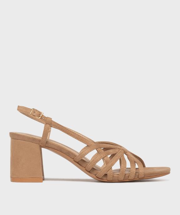 Sandales à talon large en suédine femme vue1 - FOLLOW ME - GEMO