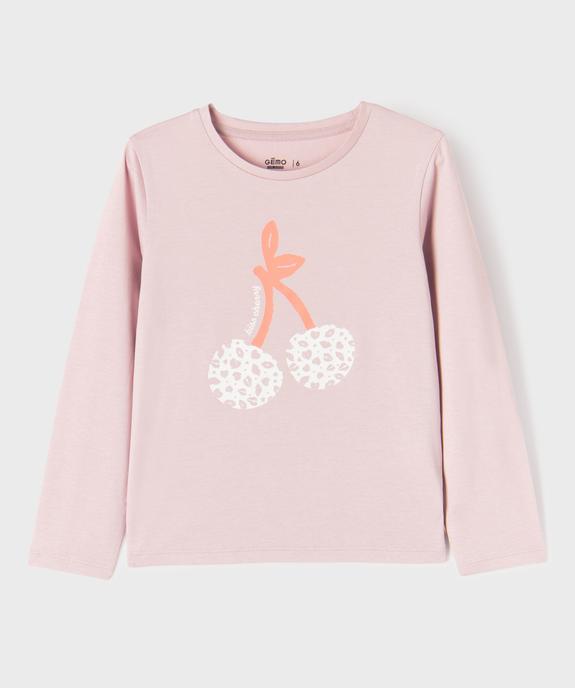 Tee-shirt manches longues en coton imprimé fille vue1 - GEMO 4G FILLE - GEMO