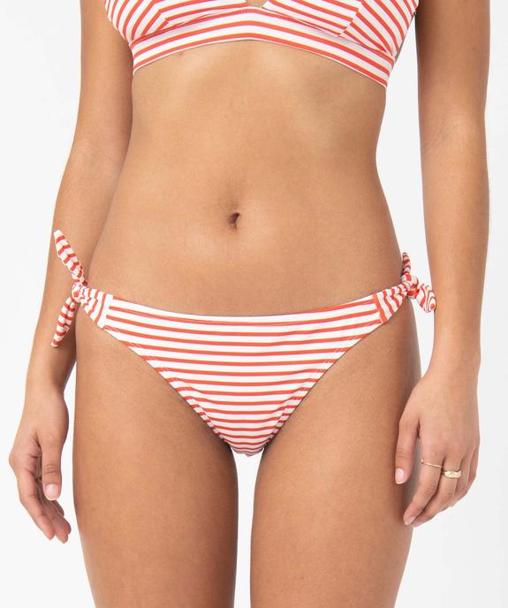 Bas de maillot de bain femme à rayures vue1 - GEMO 4G FEMME - GEMO