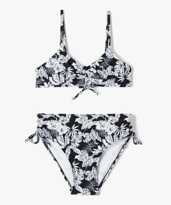 Maillot de bain fille 2 pièces à motifs fleuris avec culotte taille haute vue1 - GEMO (JUNIOR) - GEMO