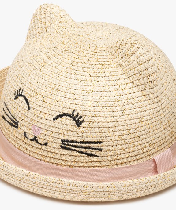 Chapeau bébé fille en paille avec oreilles de chat vue2 - GEMO(BEBE DEBT) - GEMO