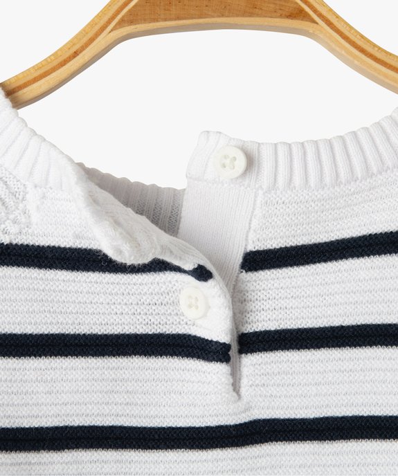 Pull bébé à rayures en maille côtelée vue2 - GEMO(BEBE DEBT) - GEMO