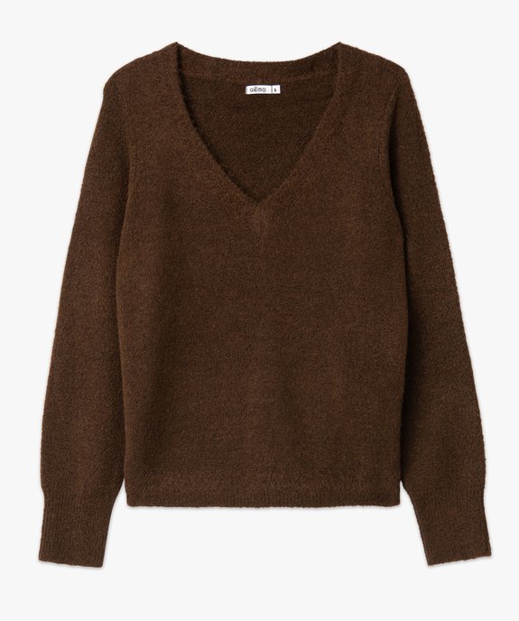 Pull femme à grand col V fantaisie vue4 - GEMO(FEMME PAP) - GEMO
