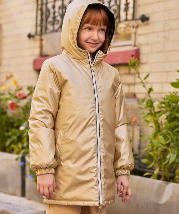 Manteau imperméable à capuche réversible fille - LuluCastagnette vue6 - LULUCASTAGNETTE - GEMO