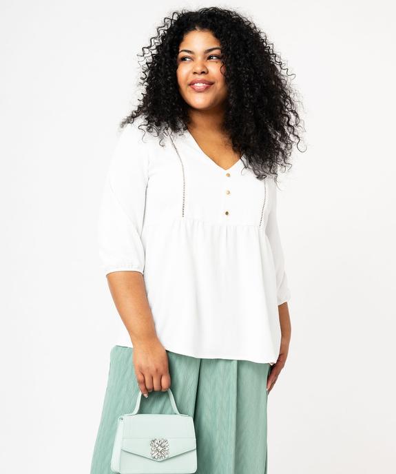 Blouse grande taille manches 3/4 en maille fluide femme vue5 - GEMO (G TAILLE) - GEMO