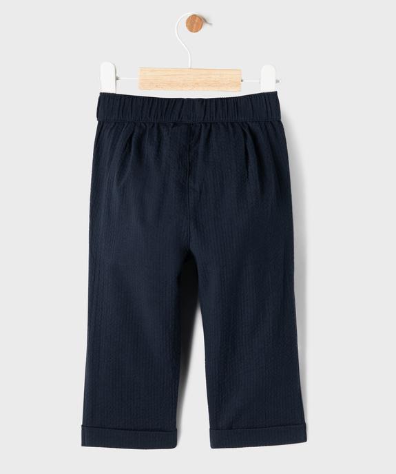 Pantalon droit à revers en coton gaufré bébé garçon - LuluCastagnette vue4 - LULUCASTAGNETTE - GEMO