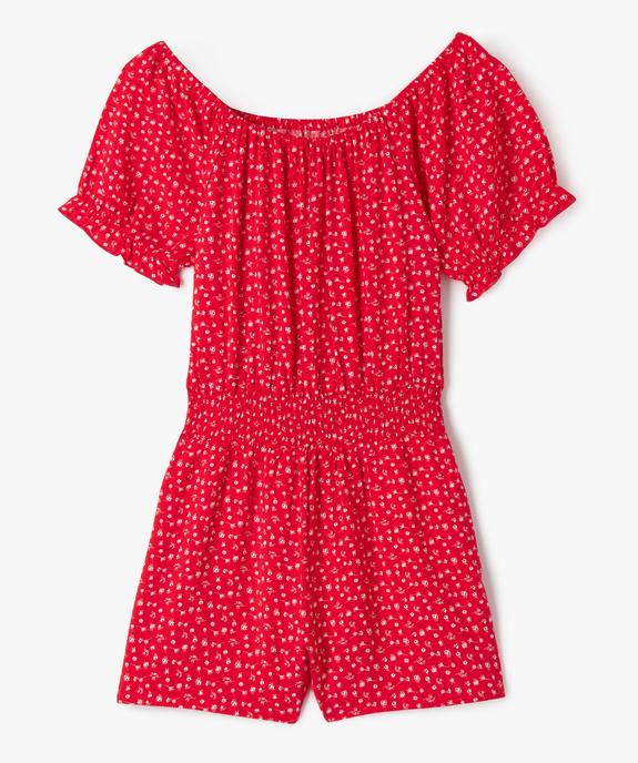 Combishort à motifs fleuris avec détails froncés fille vue1 - GEMO 4G FILLE - GEMO