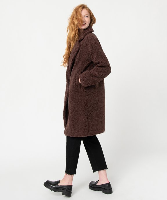 Manteau femme mi-long en maille bouclette à double boutonnage vue3 - GEMO(FEMME PAP) - GEMO