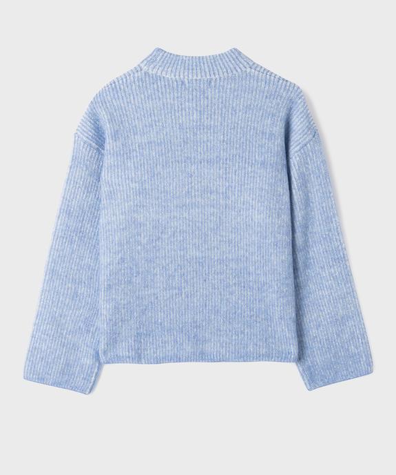 Pull loose en maille côtelée bicolore col cheminée fille vue3 - GEMO (JUNIOR) - GEMO