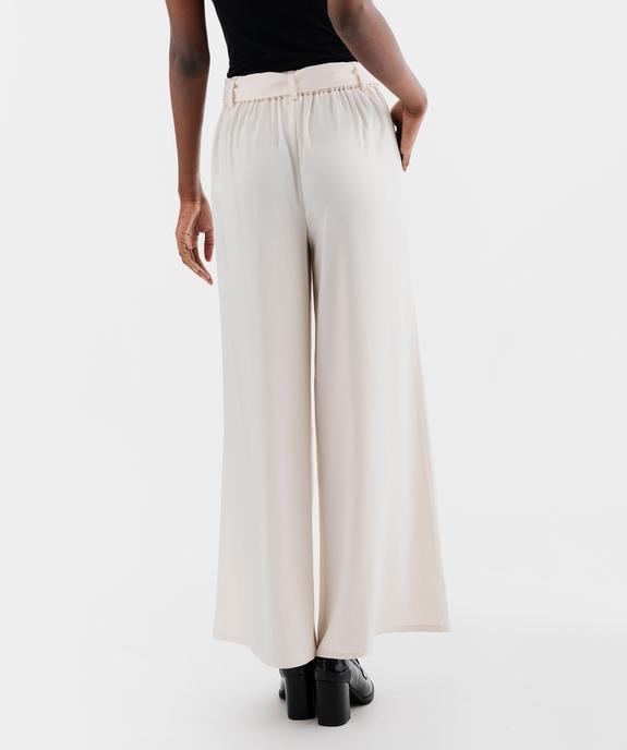 Pantalon de soirée large en satin avec ceinture femme vue3 - GEMO(FEMME PAP) - GEMO