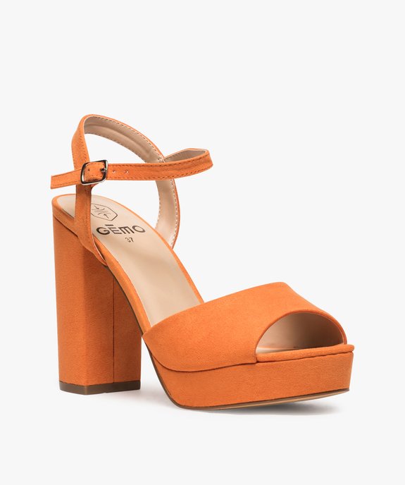 Sandales femme à talon haut et plate-forme vue2 - GEMO(URBAIN) - GEMO