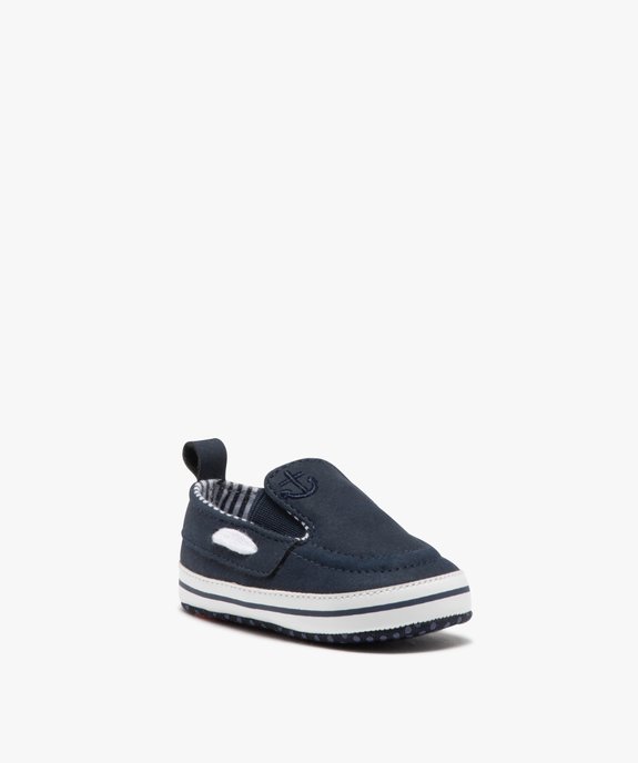 Chaussures premiers pas bébé garçon unies style slippers vue2 - GEMO 4G BEBE - GEMO