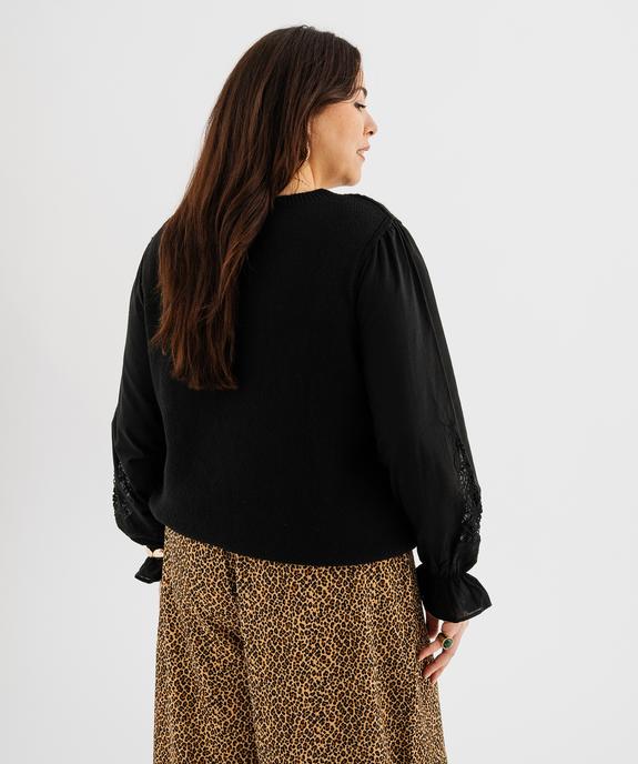 Pull avec manches en coton brodées femme grande taille vue3 - GEMO (G TAILLE) - GEMO