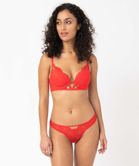 String femme en dentelle et microfibre vue3 - GEMO(HOMWR FEM) - GEMO