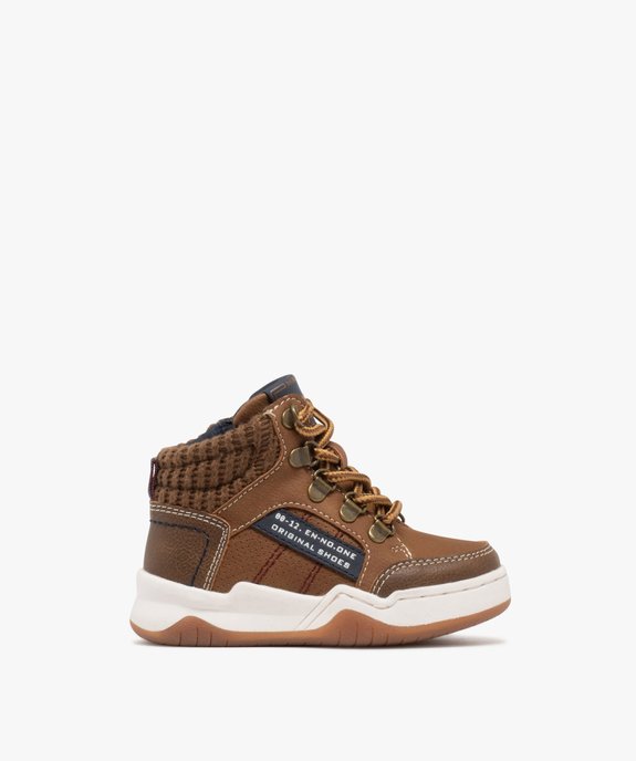Bottes bébé garçon avec col moussée en maille à zip et à lacets vue1 - BUGGY - GEMO