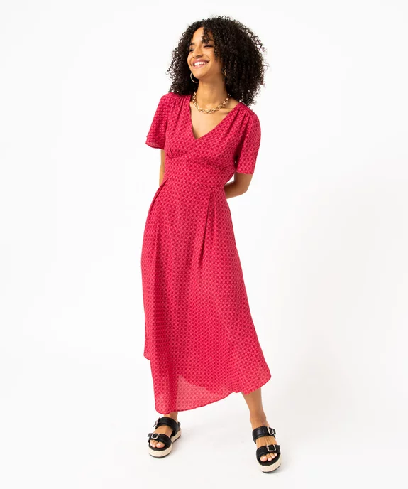 Robe longue taille empire à manches courtes femme vue1 - GEMO(FEMME PAP) - GEMO