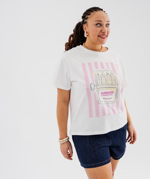 Tee-shirt manches courtes avec motif femme grande taille vue1 - GEMO 4G GT - GEMO