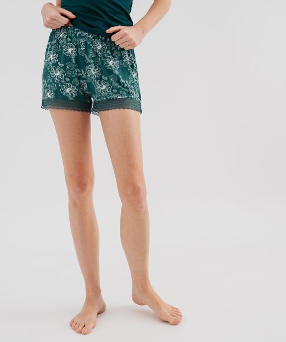 Short de pyjama en maille fluide avec bas en dentelle femme vue1 - GEMO 4G FEMME - GEMO