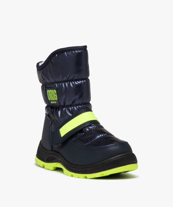Après-ski garçon unis à zip et à scratch avec détails fluos vue2 - SANS MARQUE - GEMO