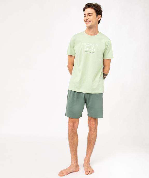 Pyjashort en coton avec haut à message homme vue1 - GEMO 4G HOMME - GEMO