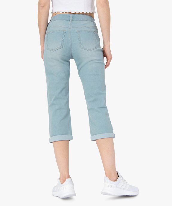 Pantacourt femme en jean délavé 5 poches et taille normale vue3 - GEMO 4G FEMME - GEMO