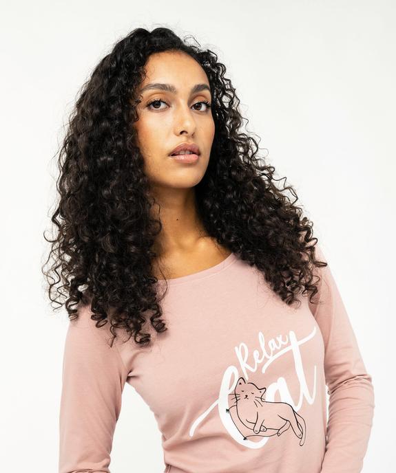 Pyjama bicolore avec motif femme vue2 - GEMO 4G FEMME - GEMO